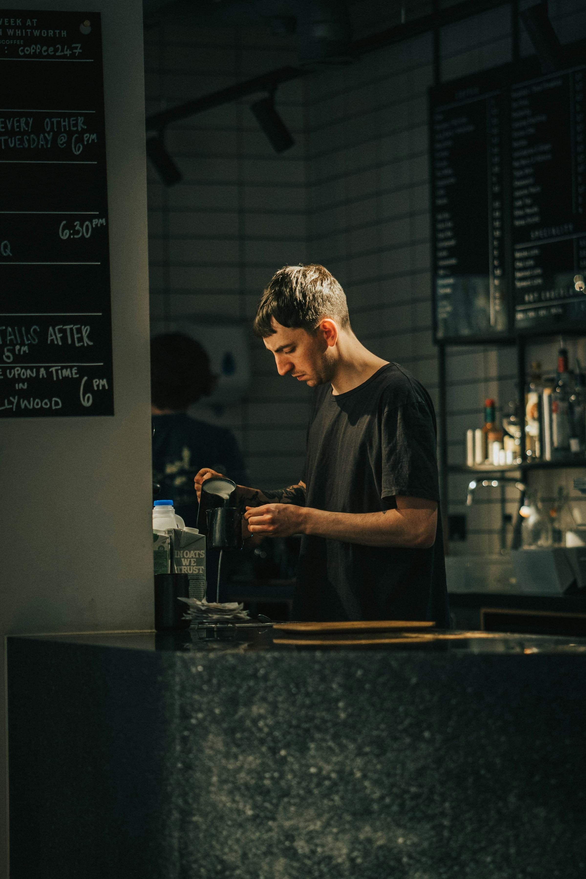 Barista preparing coffee